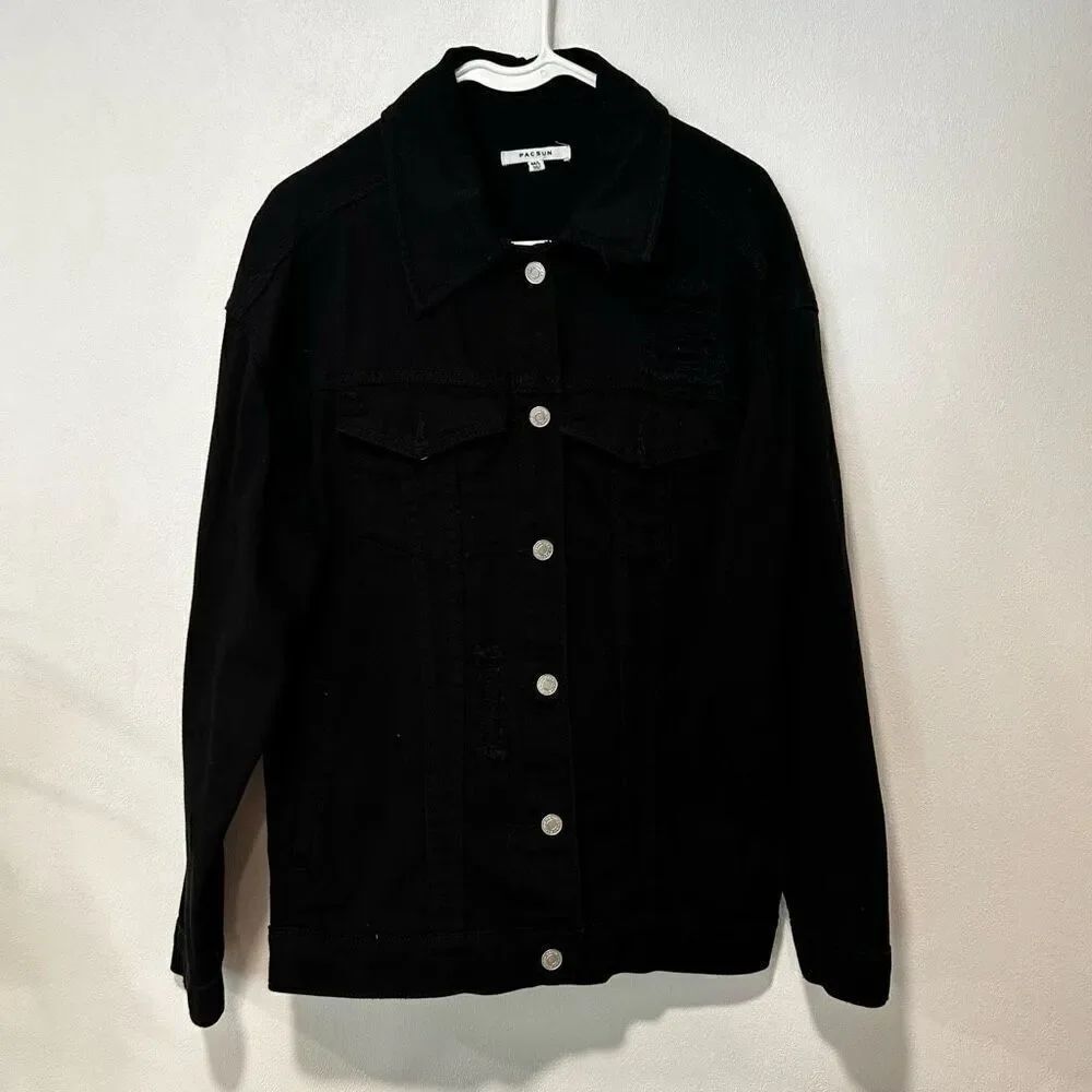 PacSun women black denim jean jacket Size M/L